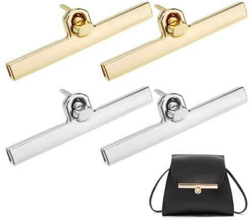 ZORVYN 4 pezzi Chiusure per Borse in Metallo, Uncinetto Serratura Borsa, Fai da Te, Rotante Serrature Adatto per Portafoglio, Borse in Pelle, Uncinetto (Oro chiaro/Argento)