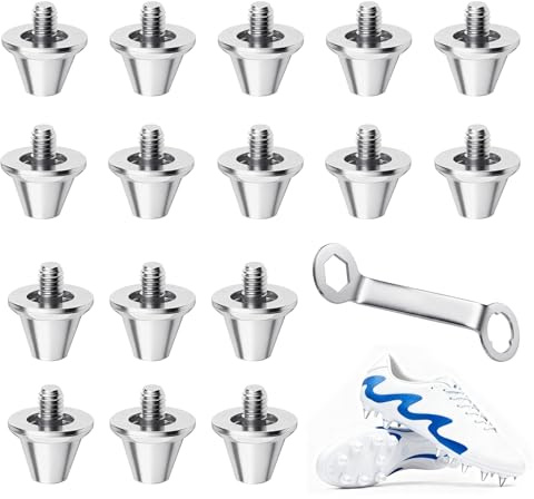 16 Stück Schraubstollen Aluminium Stollen mit Stollenschlüssel für Fußballschuhe 11mm 13mm Metall Fußballschuh-Spikes Ersatz Stollen für Nike für adidas Fußballschuhe