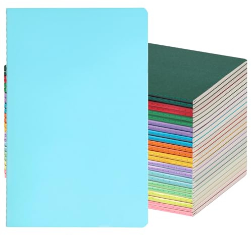 Foliom 24er Set A5 Notizbücher Liniert, Bunte Kraftpapier Hefte, 60 Seiten, 230g Starker Umschlag, 21 x 14 cm Softcover Notizbuch für Schule, Büro & Reisen, 12 Farben