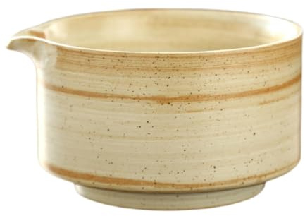 Amagogo Tazón de Matcha Tradicional de con Boquilla. Tazón de Matcha de Hecho a Mano. Taza de Té Verde Japonés. Cerámica única. Adecuado P, amarillo, tal como se describe