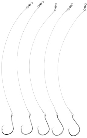 COLLBATH 5pièces Montages de Mer Profonde avec Hameçons Circulaires Barbelés Gréement Paternoster Pré-monté Robuste Équipement de Surfcasting pour Bateau et Bord de Mer