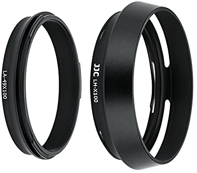 JJC Objektivadapter und Gegenlichtblende für Fujifilm FinePix X100VI, X100V, X100F, X100S, X100T, X100, X70 Ersetzt Fujifilm LH-X100 Sonnenblende Schwarz