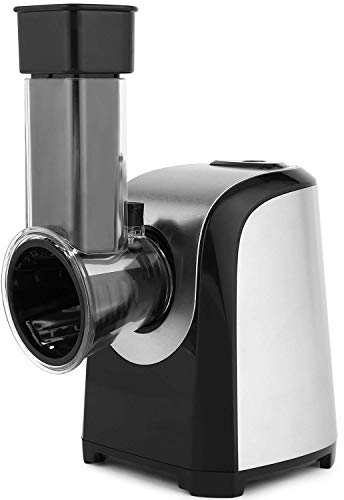 Meykey Rallador Eléctrico Multifunción 5 en 1,Rallador cocina, Cortador de Verdura Eléctrico 150W, Plateado