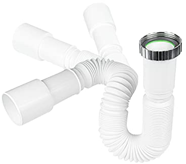 Tubo di scarico flessibile 1 1/2 | Sifone per lavandino | diametro: 40 mm | Anti-odore | Semplice montaggio senza utensili | Estensibile da 390 – 865 mm