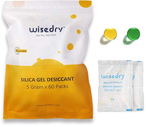 5 Grammes[60 Paquets] Gel de Silice sachets Deshydratant avec perle orange silicone Indicateur d'humidité absorbeur d humidite pour Élimination de l'humidité Déshumidificateur de qualité alimentaire