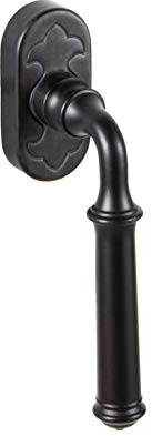Fenstergriff Antik schwarz Fensterolive auf Oval-Rosette im Landhaus-Stil - Mira 1905 | Drehkipp-Rasterolive ohne Schließzylinder | Griff Gusseisen rustikal | 1 Stück - Fensterbeschlag für Fenster