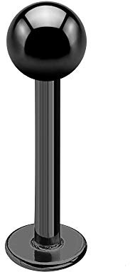Treuheld® | 1,6 mm LABRET Piercing - SCHWARZ - 9 Größen & Längen - Kugel zum Schrauben - LIPPENPIERCING - Chirurgenstahl 316L Edel-Stahl nickelfrei Piercing-Stab - Intimpiercing & Zungenpiercing 1.6