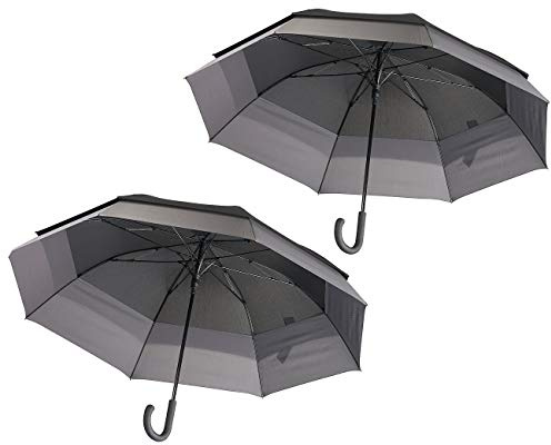 Carlo Milano Regenschirm XXL: 2er-Set Großer XXL-Automatik-Stockschirm, windfest, Ø 130 cm (Regenschirm windfest, groß, Schirm Sturm)