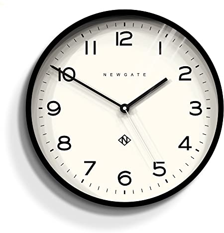 NEWGATE® Number Three Echo wanduhr | Moderne runde Uhr | 37cm | Schwarz | Leicht lesbare Zahlen | Ideal für küche, Wohnzimmer oder büro