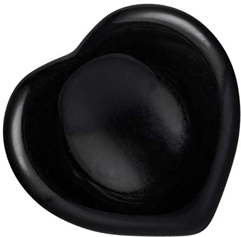 Nupuyai Obsidian Stein Handschmeichler Herz Edelstein Daumenstein | Handschmeichler Herzstein, 4cm Heilstein Glücksbringer, Taschenstein, Reiki Energie Massagestein für Meditation Chakra