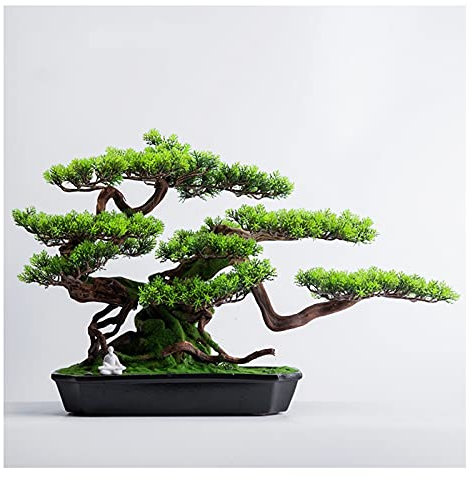 XXXXW Handmade Simulation Welcome Songke Bonsai Office Decoration New Green Plants Living Room Entrance Decoration Podocarpus Hotel Gifts and Crafts Fake Plant (Color : A)