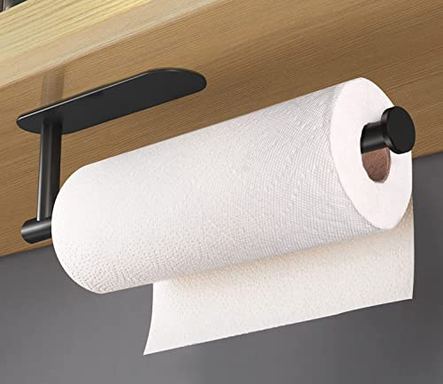 Küchenrollenhalter ohne Bohren,Papierrollenhalter Selbstklebend Praktisch Rollenhalter unter dem Schrank,Küchenrolle Halterung Küche,Kitchen Roll Holder no Drilling,Haushaltsrollenhalter Wand Schwarz