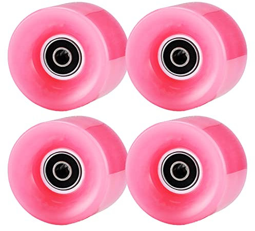 TGHY 60 mm Longboard Wheels Leuchtende Skate Wheels mit Kugellager Quad Skateboard Rollen Rollschuhe Rollschuhe Rollschuhe Set mit 4 Stück 95A, Rosa