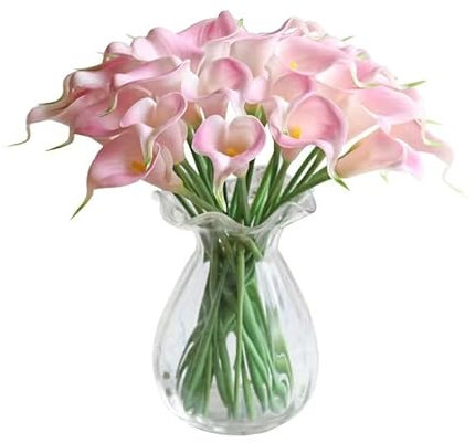 MASINIES Ramo de lirios de cala artificiales, flores de lirio de cala de tacto real, flores artificiales para arreglos florales de boda, decoración del hogar, fiesta en el jardín (rosa)