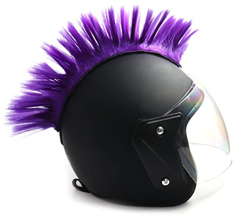 PAXLAMB Hjälm Mohawk peruker peruk hårlappar för cykel motorcykel cykling skotrar polo skidåkning snowboard cosplay kostym (lila)