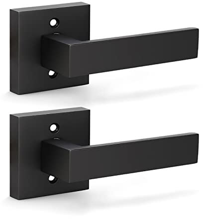 KNOBWELL Türknäufe mit Hebel, für Schrank, Flur, nicht drehbar, modern, quadratisch, 2 Stück, Schwarz