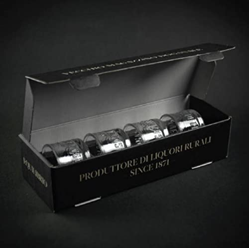 Jefferson Amaro 4 Bicchieri Originali Vecchio Magazzino doganale in Astuccio Elegante - Equilibrio - Idea Regalo per Amanti del Migliore Amaro al Mondo Jefferson