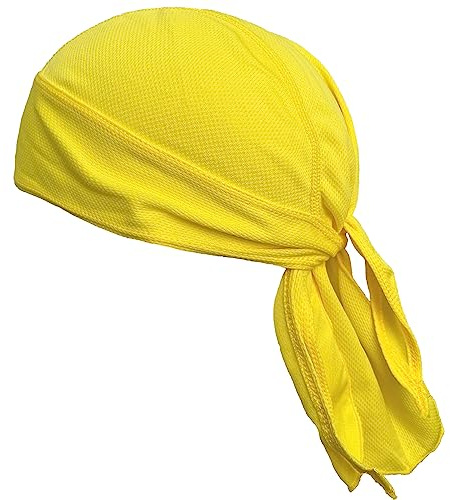 VIAUMBR Bandana Pirata, Gorra Durag, Pañuelo para Casco de Bicicleta y Moto, Tela de Verano, Amarillo, 50-65