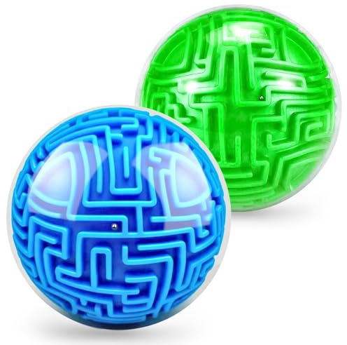 3D Maze Labyrinth Kugel 2 Stück, 3D Puzzle Labyrinth Spiel, Kugellabyrinth Spielzeug Puzzle Ball Geschicklichkeitsspiel für Kinder ab 3 4 5 6+ Jahren Mädchen IQ Spiele Geschenke (Blau+Grün)