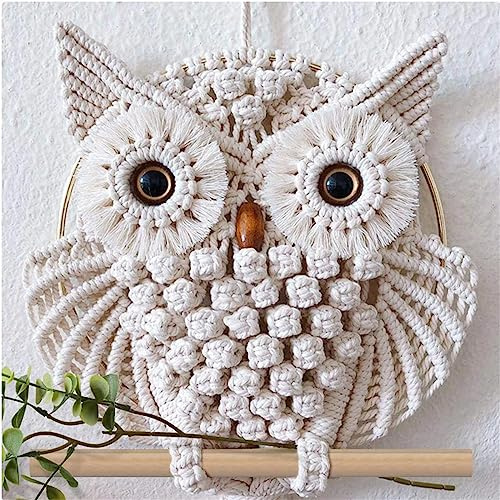 ZOYIEP Eule Wandteppich, Eule Makramee Wandbehang Wandteppich Dekoration, Wandbehang Boho Deko Handgewebter Eule Traumfänger Wandteppiche Dekoration (25x80cm)