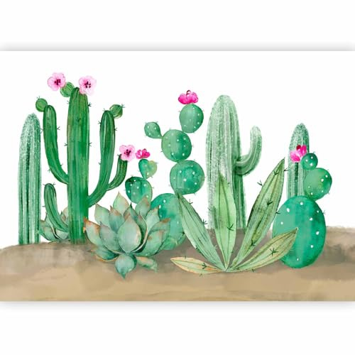 artgeist Premium Wall Mural Cactus 98x69 in - Non-Woven Wallpaper Fleece Wall Decor Photo Print Picture Image Design Home Mural Nature Flowers Plants Branches Colorful b-C-10222-a-a