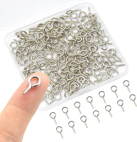 Hocansen 300 Stück Ösenschraube, Metall Hakenschrauben Silber 13x6mm Größen Auge Schrauben für Schmuckherstellung, Cork Top Flaschen und DIY Handwerk(13.2 * 6.6mm)