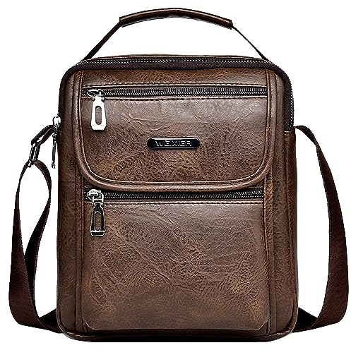 A-QMZL Borsello Uomo Tracolla Pelle Borse a spalla Borsa a Tracolla da Uomo Casuale Piccolo Messenger Bag per Ufficio,Viaggi,Vita Quotidiana (Marrone scuro)