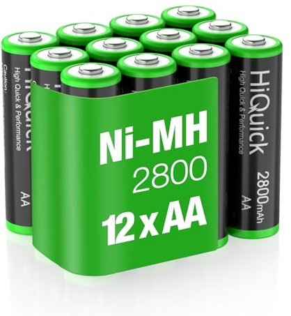 HiQuick 12 Pcs AA Rechargeable Batteries 2800mAh Ni-MH Battery 1200 Cycles