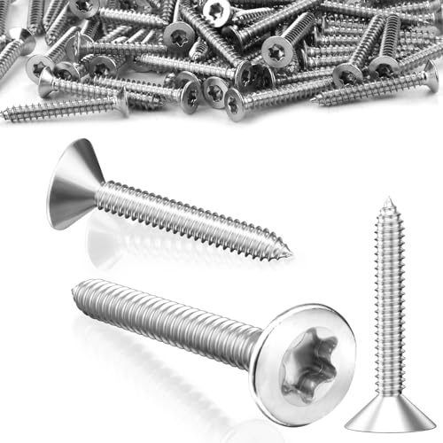 SWTYExt 120 Stk Holzschrauben Kurz Torx M4x25mm Schrauben Edelstahl A2 V2A | Spanplattenschrauben, Selbstschneidende Holz, Torx Schrauben Edelstahl, Blechschrauben Senkkopf, Vollgewinde, für Befestigung