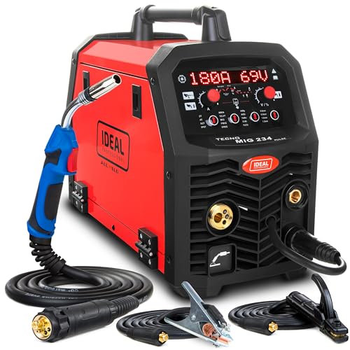 Ideal Tecno MIG 234 PULSE 4x4 - Soldador Inverter Profesional de 200A - Pulso y Doble Pulso - Con 4 Rodillos - MIG/MAG, MMA, TIG, Flux, Soldadura por Puntos - Memoria de Ajustes