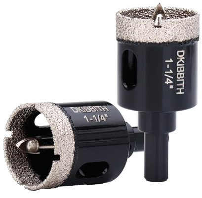 1-1/4 Diamond Hole-Saw Bits with Pilot Drill Bit - 1.25 Diamond Tipped Tile Hole Saws with Guiding Bit for Accurate Drilling Porcelain Tile Ceramic Pottery Granite Stone Glass Bottles 32mm