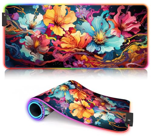 Desk Pad XL Extended Cinque Terre RGB Keyboard Mat XL (31,5 x 11,8 x 0,12 pouces) Tapis étendu professionnel grand ordinateur portable travail jeu bureau maison