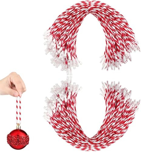 UCLEVER 200 Stück Weihnachtsschmuck Aufhänger Snap Locking String, Fäden für Weihnachtsschmuck vorgeschnittene Hängeseile für Christbaumschmuck Dekorationen