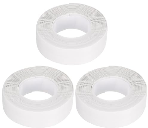 sourcing map Waterproof Seal Caulk Strip Tape Self Adhesive 0.87W x 10.5'L PVC Sealing Tape for Kitchen Bathroom White 3Pcs