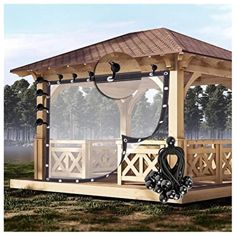 Pannelli laterali trasparenti impermeabili per pergola, in vetro morbido, con occhielli, antivento, tende personalizzabili per patio o gazebo, 5 x 5 m