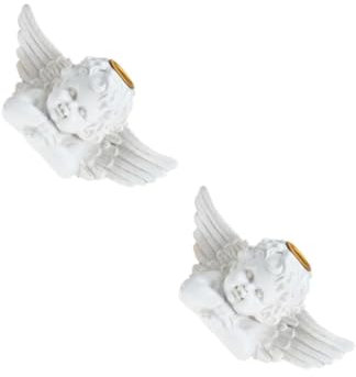 DECHOUS 2pcs Vintage Angel Statue Candle Holder Retro Style Tealight Decor Winged Candlestick Unique Photo Prop for Home
