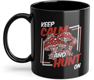 Keep Calm And Hunt On Selezionare Cacciatore Tazza da Caffè | Ricerca Mangime Identificazione Funghi Tazza Nero (08592W)