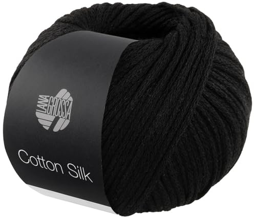 LANA GROSSA Cotton Silk | Edles Effektgarn aus Maulbeerseide gefüllt mit Baumwolle | Handstrickgarn aus 70% Baumwolle & 30% Seide | 50g Wolle zum Stricken & Häkeln | 140m Garn FB 12