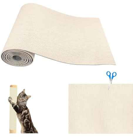 Selbstklebend Kratzteppich Katze Wand,Kratzmatte Katze,Kratzbrett Katzen,Katzen Kratzwand,Katzenkratzbretter (Reis-Weiß 40 x 200cm)