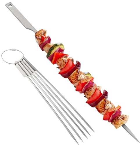 5 pinchos planos de 10 pulgadas para barbacoa al aire libre, patio, picnic, barbacoa, palillos de barbacoa
