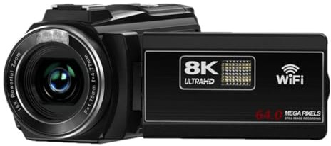 Fangxuee Caméra Vidéo 8K 60FPS 3 Pouces Écran Tactile LCD 64MP 18x Recordier de Caméscope Numérique Portable HD WiFi