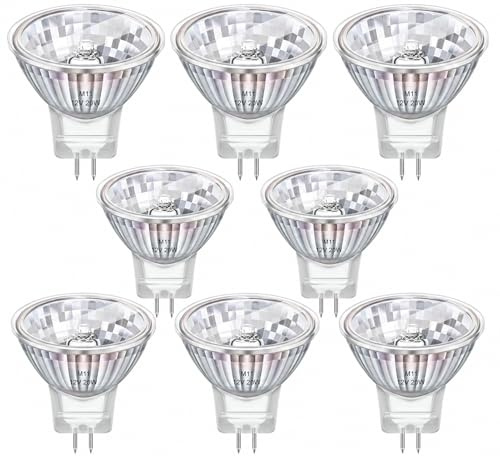 8er Pack MR11 GU4 Halogen 12V 20W Halogenstrahler, MR11 Leuchtmittel Dimmbar 2700K Warmweiß 240LM Lange Lebensdauer GU4 Halogen für Landschaftsbeleuchtung, Schienenbeleuchtung, Einbaubeleuchtung