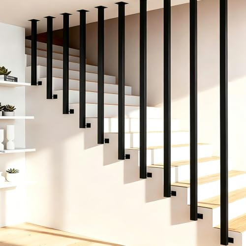 TerraVibe Geländer Treppe, Treppengeländer Innen, Handlauf Schwarz, Geländer Treppe, Kann Gespleißt Werden Treppengeländer, Stiegengeländer für Flure Wohnungen Villen(60CM)