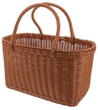 SUPVOX Cestino da Picnic in Vimini Intrecciato con Manico Contenitore Portatile per Verdure e Pane Design Country Classico per Raccolta e Servizio Robusto e Adatto Giardino e Mercati