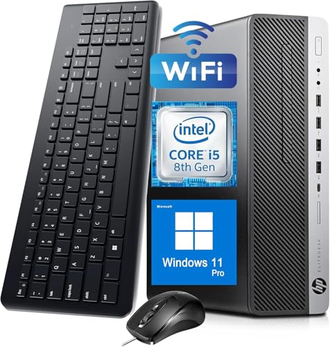 HP EliteDesk 800 G4 SFF Desktop PC, Intel Core i7-8700, 8GB RAM, 256GB SSD, WiFi, Bluetooth, US QWERTY Keyboard, Windows 11 Pro (Renewed)