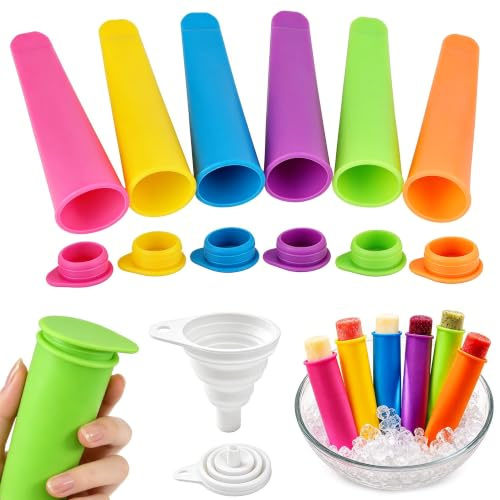 7 Stampi Ghiaccioli Silicone, Formine Gelato Con Coperchio, Riutilizzabili