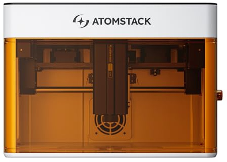 Atomstack 5W Mini Lasergravierer, Geschlossene Desktop Graviermaschine mit CoreXY Dualmotor, Tragbarer CNC Laser Cutter für Holz & Metall, 110x110mm Arbeitsbereich, App-Steuerung