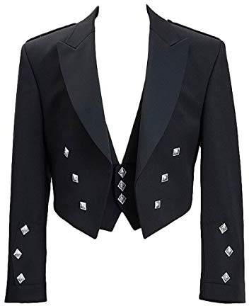 The Scotland Kilt Company Men's Prince Charlie Kilt Jacket and Coatee Vest in Black - Traditional Formal Attire for Events & Weddings - 42 Regular