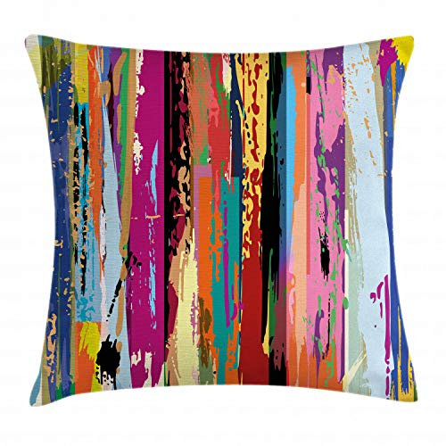 ABAKUHAUS Abstracto Funda para Almohadón, Diseño Vibrante del Arco Iris, Decorativo, Estampado en Ambos Lados, 60 x 60 cm, Fucsia Rojo