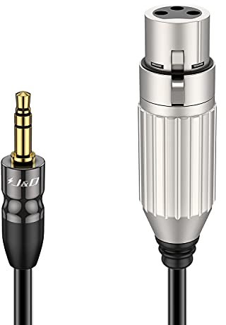 J&D 2,7 m XLR a Jack Stereo da 3,5mm, Cavo Bilanciato Microfono XLR Femmina a 3,5 mm TRS Maschio 1/8, per Fotocamera DSLR, Scheda Audio PC, Tecnici del Suono e Addetti Agli Impianti Audio, DJ
